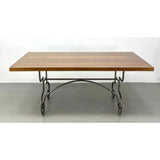 FRENCH BAKER’S STYLE DINING TABLE WITH DECORATIVE STEEL BASE
