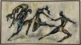 MODERN DANCE ENSEMBLE OIL-ON-CANVAS SIGNED “NITZ” (1950s)