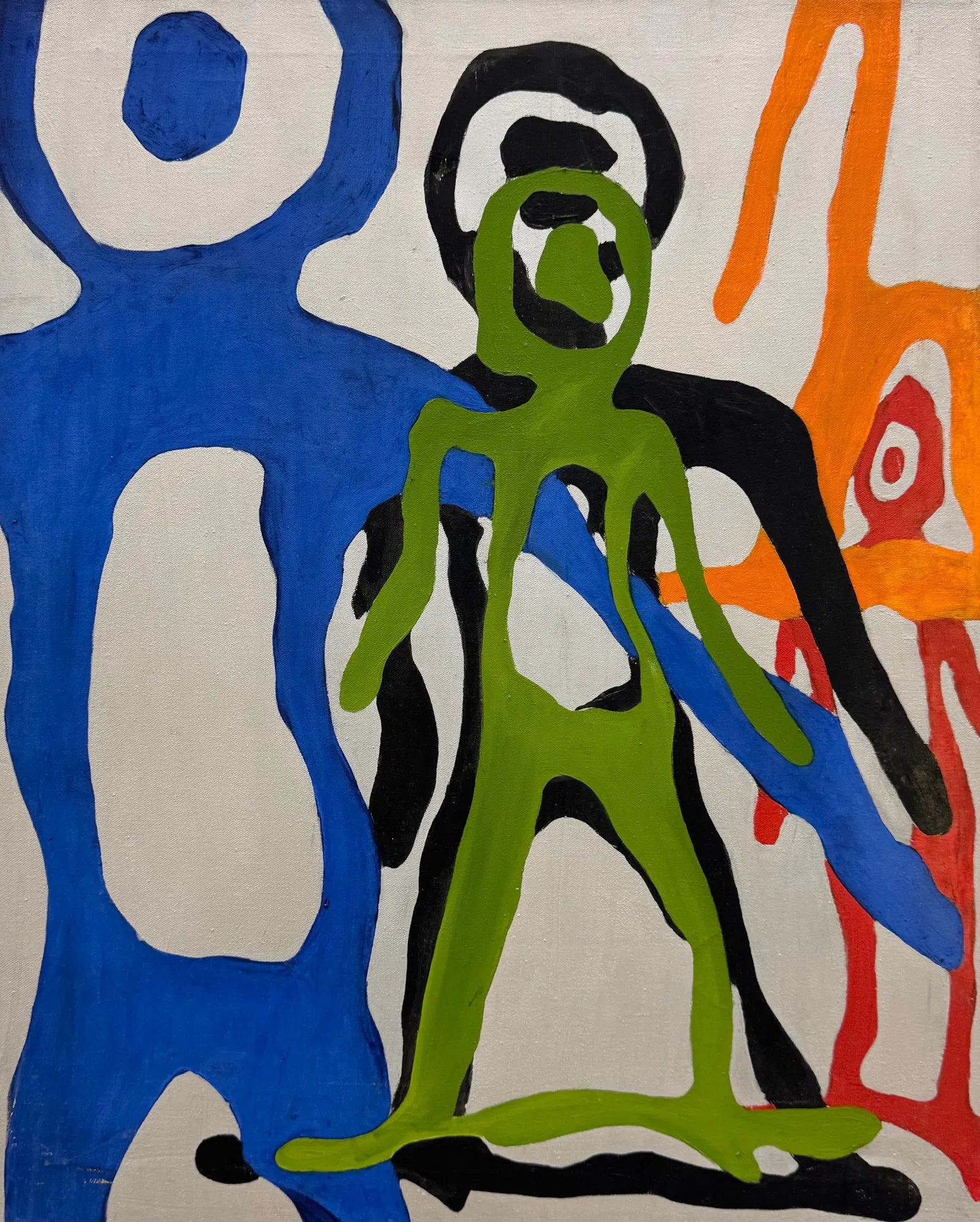 POP ART ABSTRACT WITH COOKIE-CUTTER RAINBOW FIGURES (1970s)