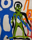 POP ART ABSTRACT WITH COOKIE-CUTTER RAINBOW FIGURES (1970s)