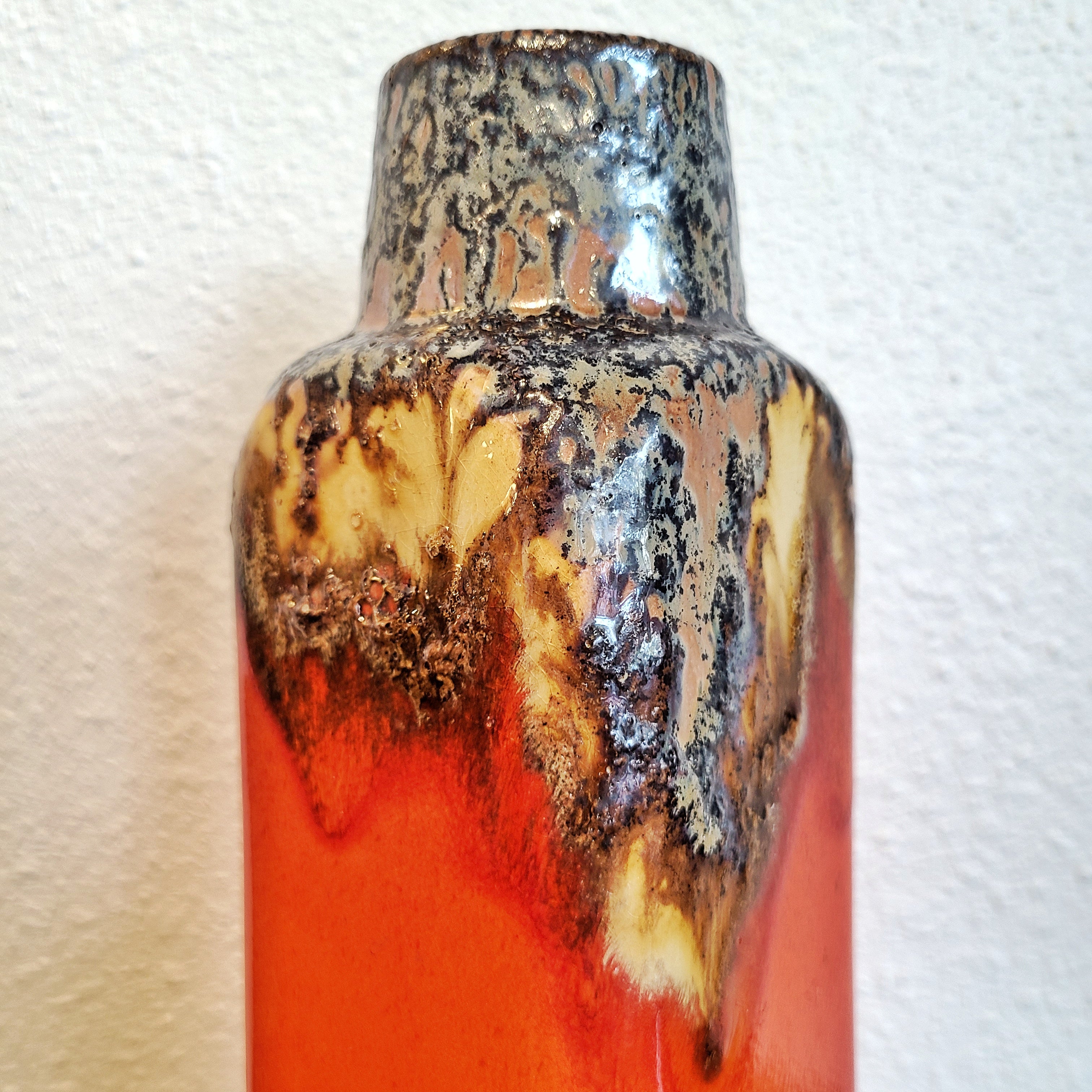 PERSIMMON-ORANGE Ü-KERAMIK FAT LAVA VASE Nr. 1438/30