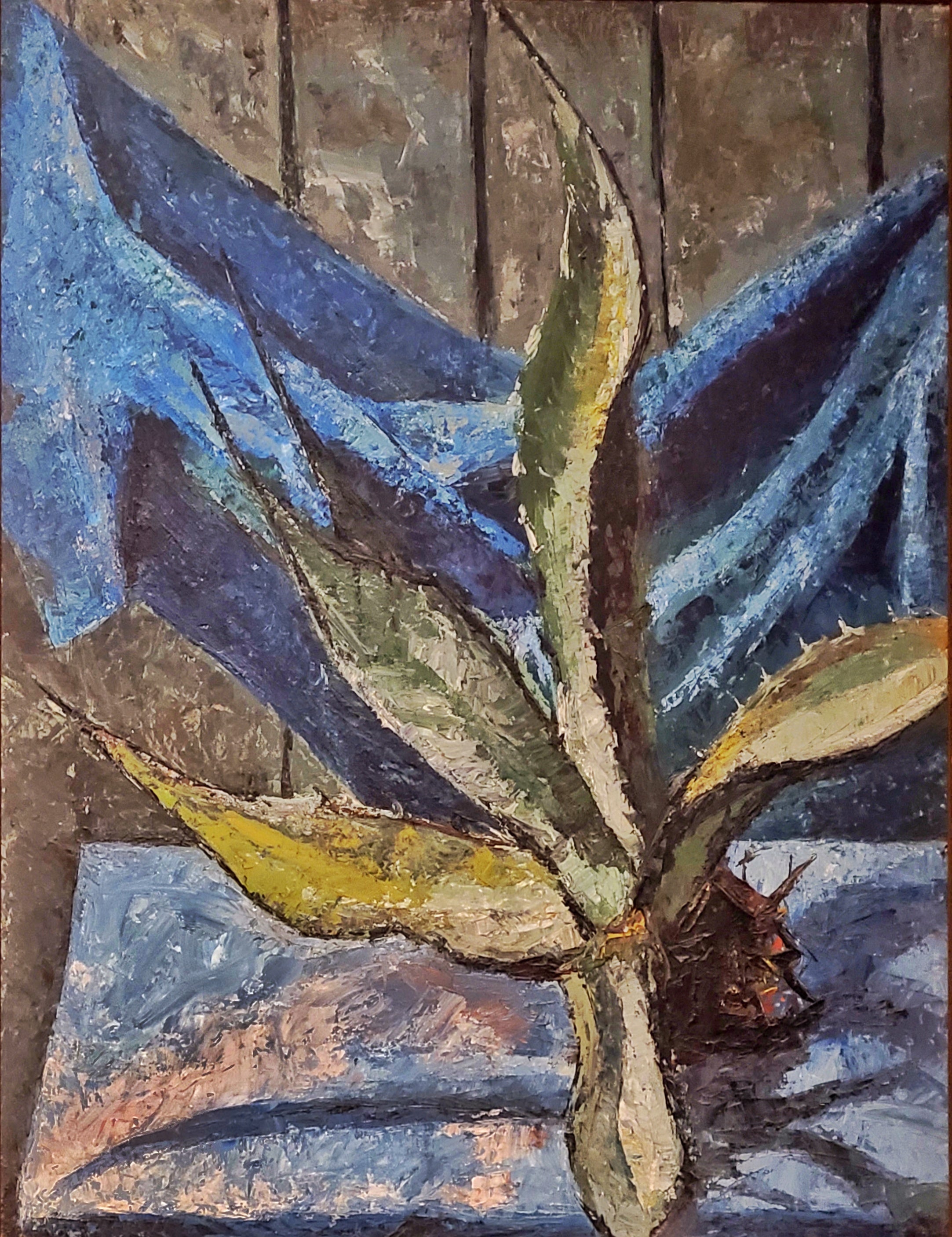 JOHN BAGGETT IMPASTO OIL ON MASONITE  STILL LIFE WITH YUCCA