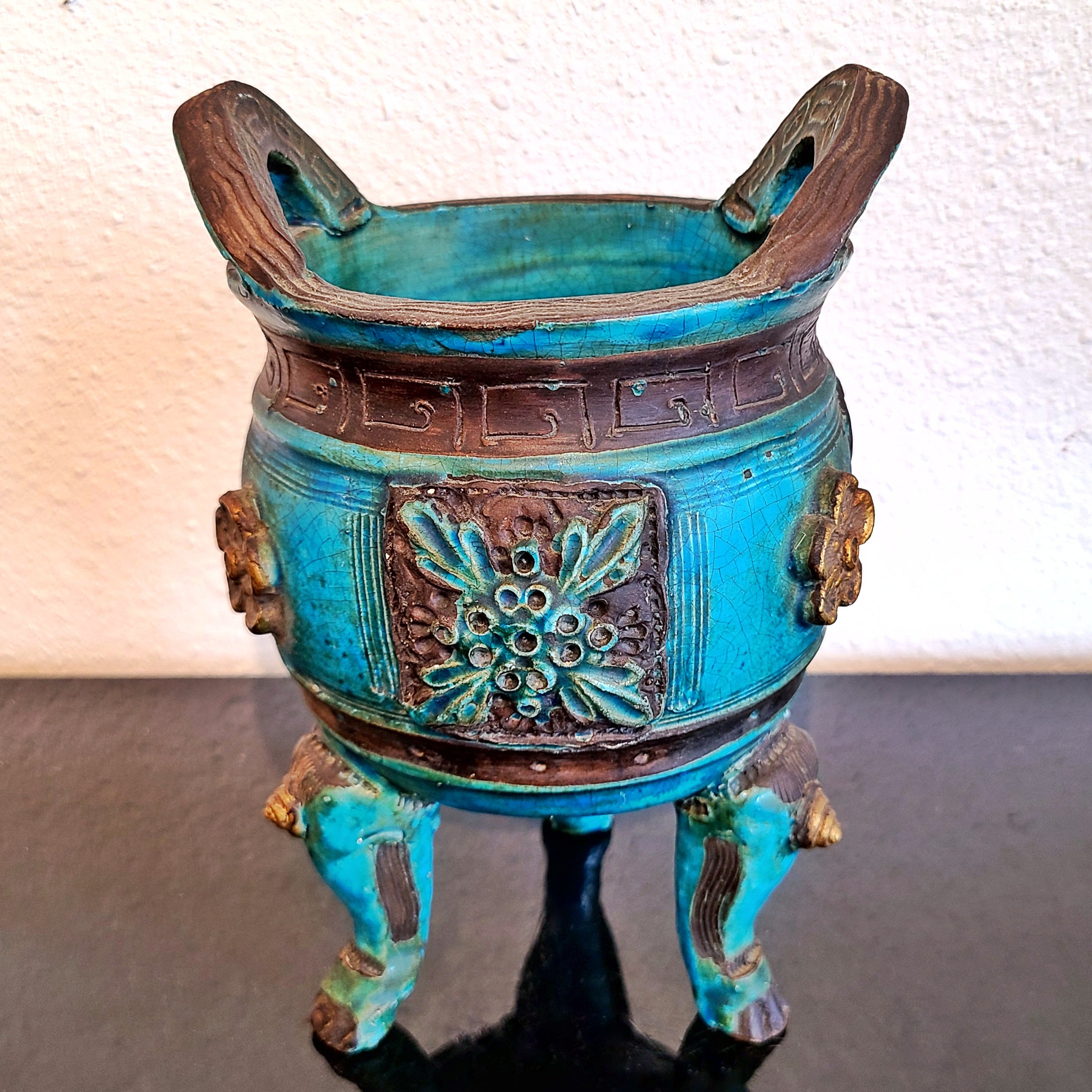 ZACCAGNINI CHINESE STYLE CACHEPOT IN MING BLUE