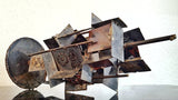 ABSTRACT BRUTALIST METAL TABLETOP SCULPTURE (SIGNED)