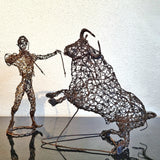 WIRE SCULPTURE OF BANDERILLERO AND BULL