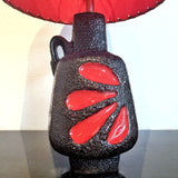 RARE EMONS & SÖHNE (ES-KERAMIK) RED-ON-BLACK ‘PETAL’ DÉCOR TABLE LAMP