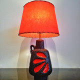 RARE EMONS & SÖHNE RED-ON-BLACK ‘PETAL’ DÉCOR TABLE LAMP