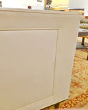 TUXEDO-ARM ‘WREN’ SOFA IN BEIGE LEATHER BY BILL SOFIELD FOR BAKER FURNITURE