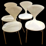 SET OF FOUR WHITE LACQUER  STACKING CHAIRS BY NORMAN CHERNER