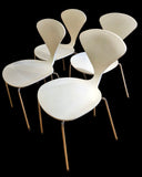 SET OF FOUR WHITE LACQUER  STACKING CHAIRS BY NORMAN CHERNER