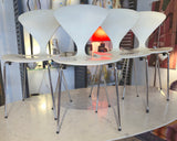 SET OF FOUR WHITE LACQUER  STACKING CHAIRS BY NORMAN CHERNER
