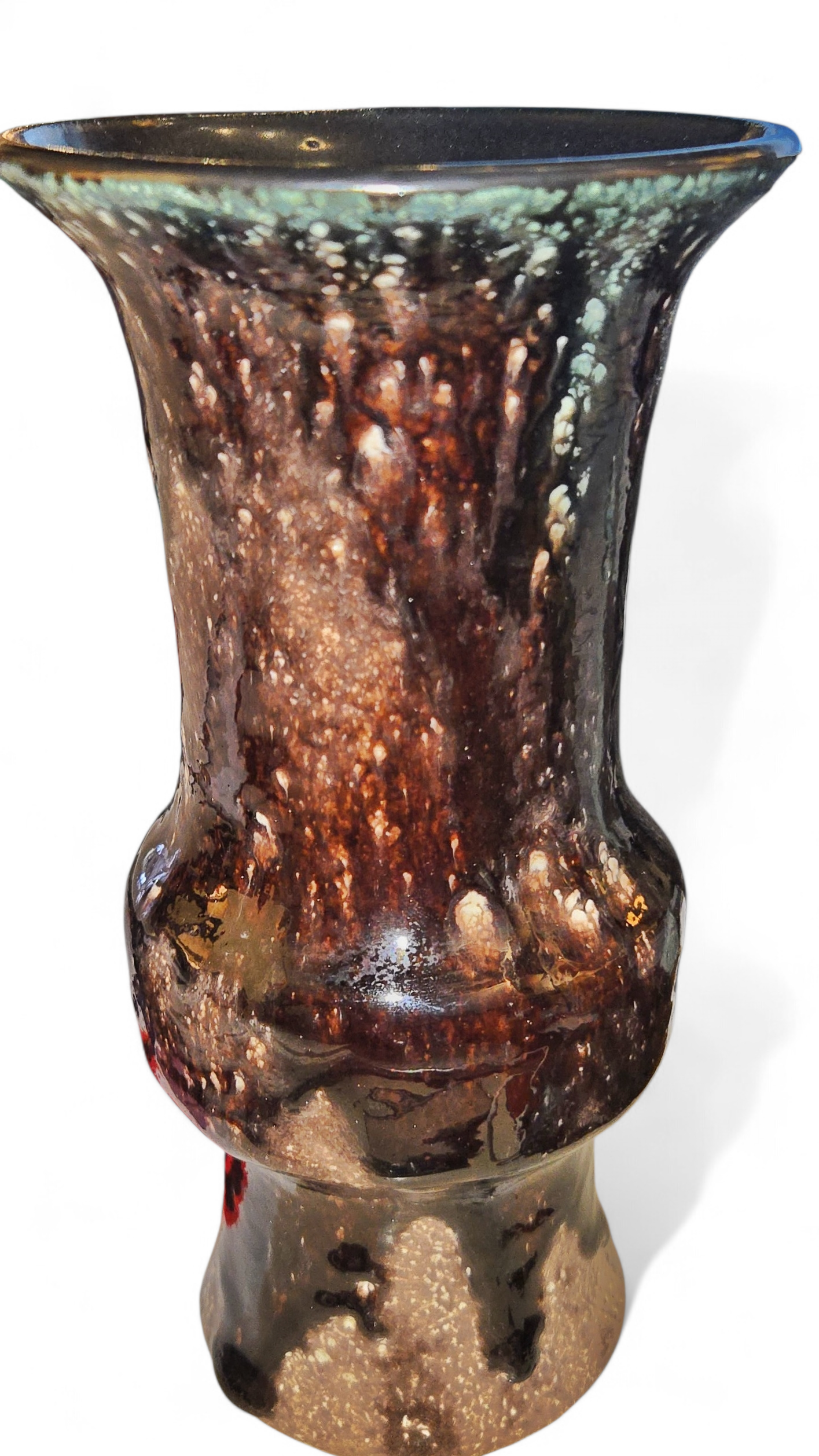 FLARED-RIM STUDIO POTTERY STONEWARE VASE BY ÉVA BOD (HUNGARY)