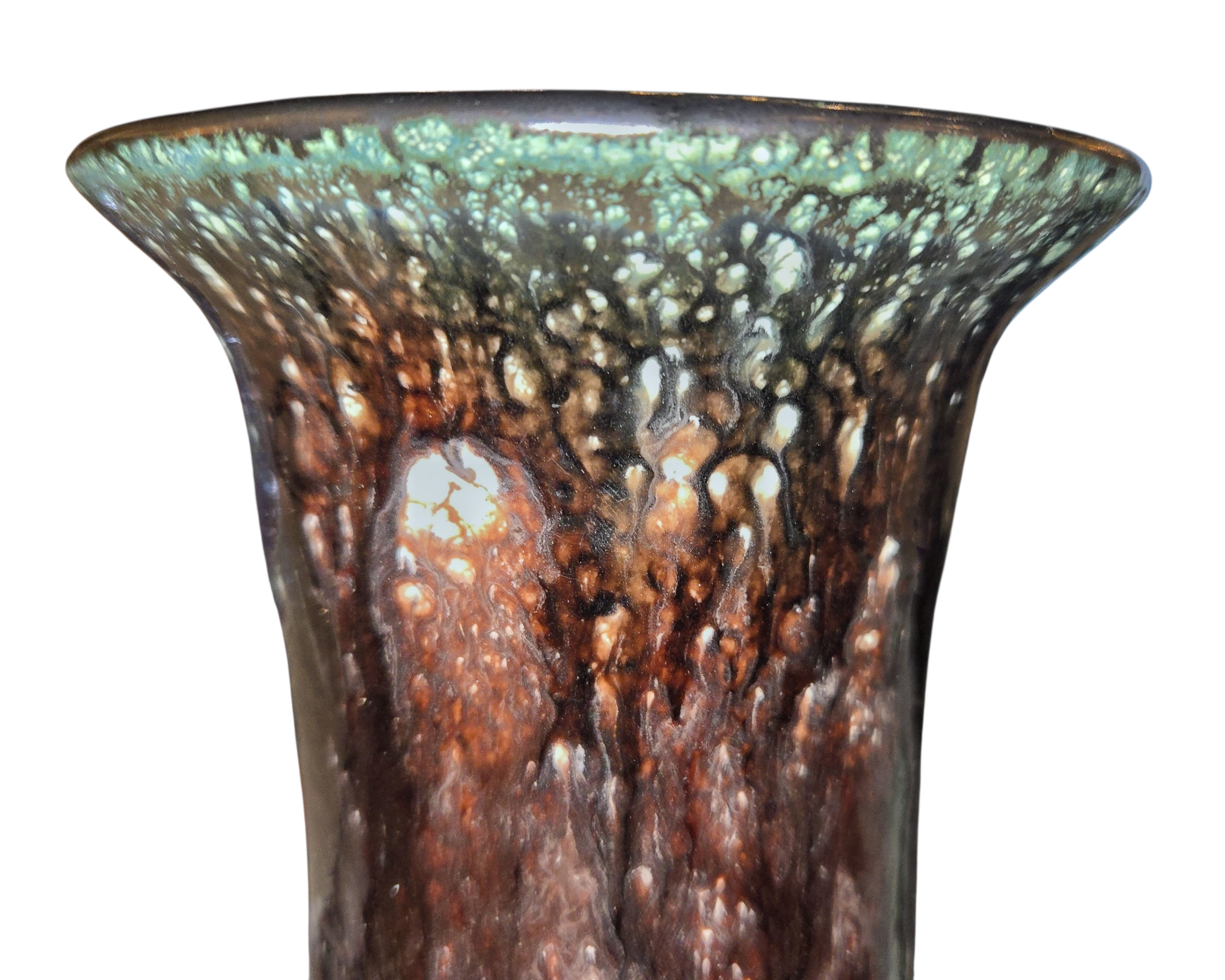 FLARED-RIM STUDIO POTTERY STONEWARE VASE BY ÉVA BOD (HUNGARY)