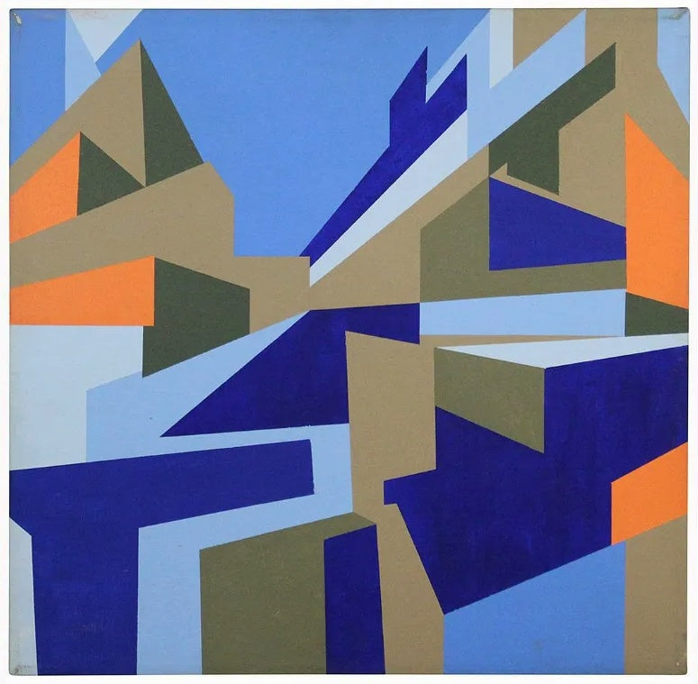 1970s HARD-EDGE ABSTRACT ACRYLIC ON CANVAS BY NICK LUTTINGER