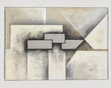TEXTURED GEOMETRIC ABSTRACT ACRYLIC ON CANVAS SIGNED MARX (1980s)