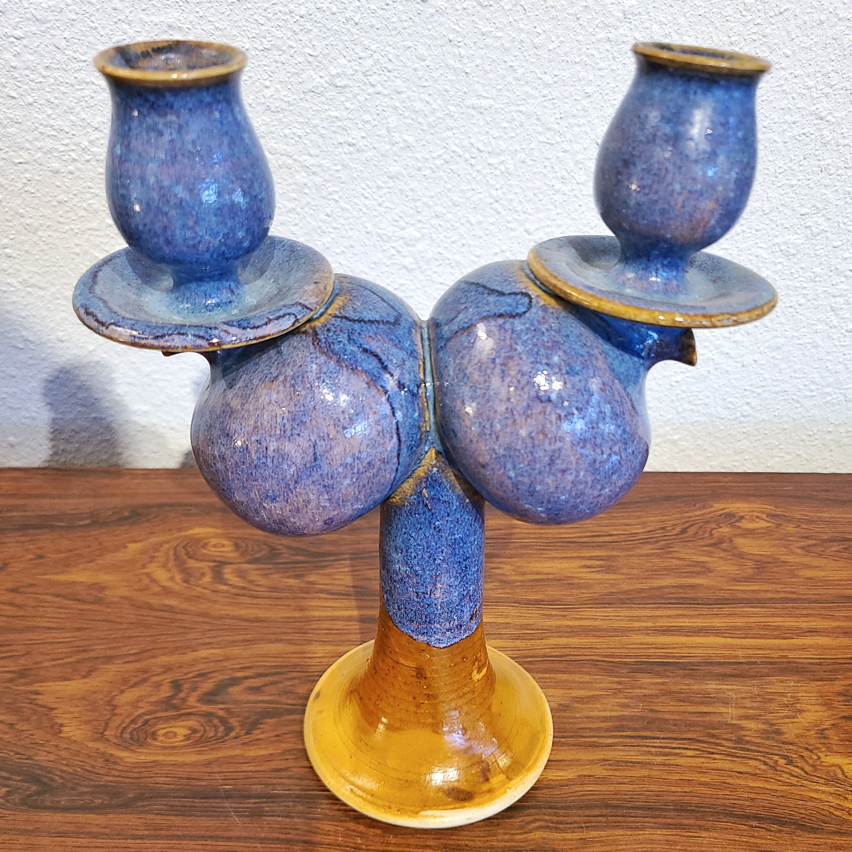 ANGELIKA BAASNER-MATUSSEK STUDIO POTTERY CANDELABRA (W. GERMANY)