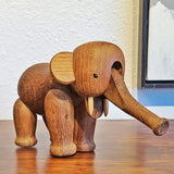 EARLY ORIGINAL ARTICULATED OAK ELEPHANT BY KAY BOJESEN (DENMARK)