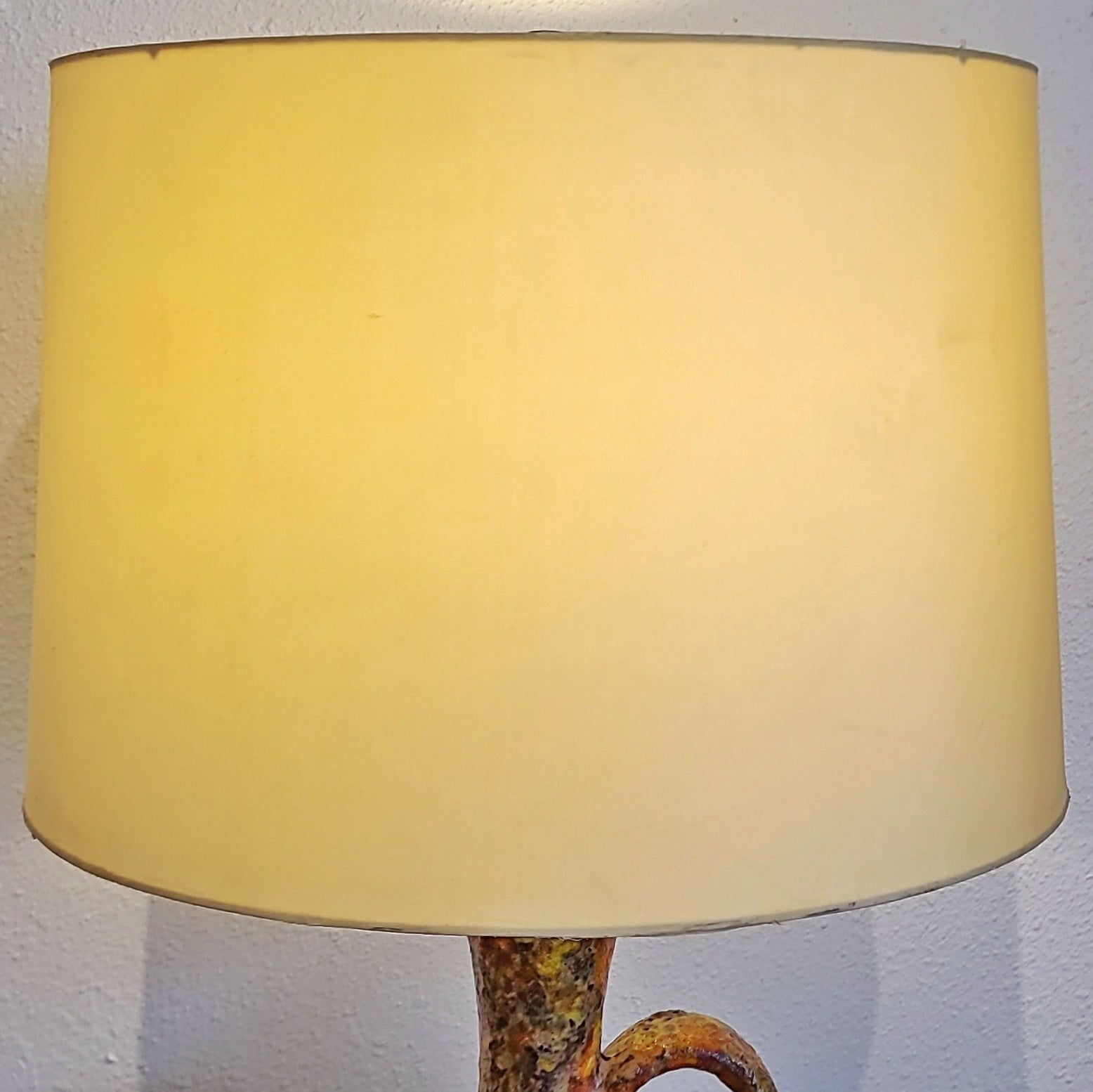 ’60s YELLOW, ORANGE, GREEN, AND BROWN FAT-LAVA TABLE LAMP