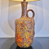 ’60s YELLOW, ORANGE, GREEN, AND BROWN FAT-LAVA TABLE LAMP