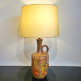 ’60s YELLOW, ORANGE, GREEN, AND BROWN FAT-LAVA TABLE LAMP