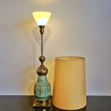 TALL STIFFEL BRASS AND CERAMIC TABLE LAMP