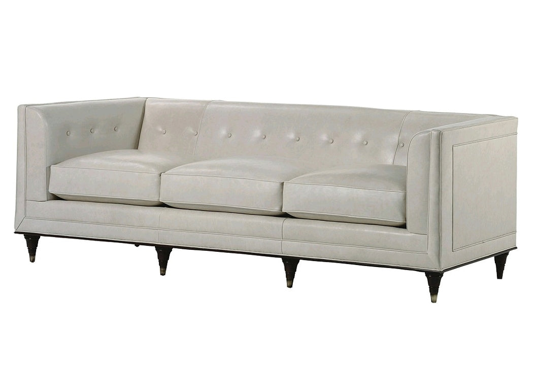 TUXEDO-ARM ‘WREN’ SOFA IN BEIGE LEATHER BY BILL SOFIELD FOR BAKER FURNITURE