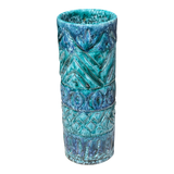 TALL NUOVO RINASCIMENTO BLUE & AQUA CYLINDER VASE (ITALY)