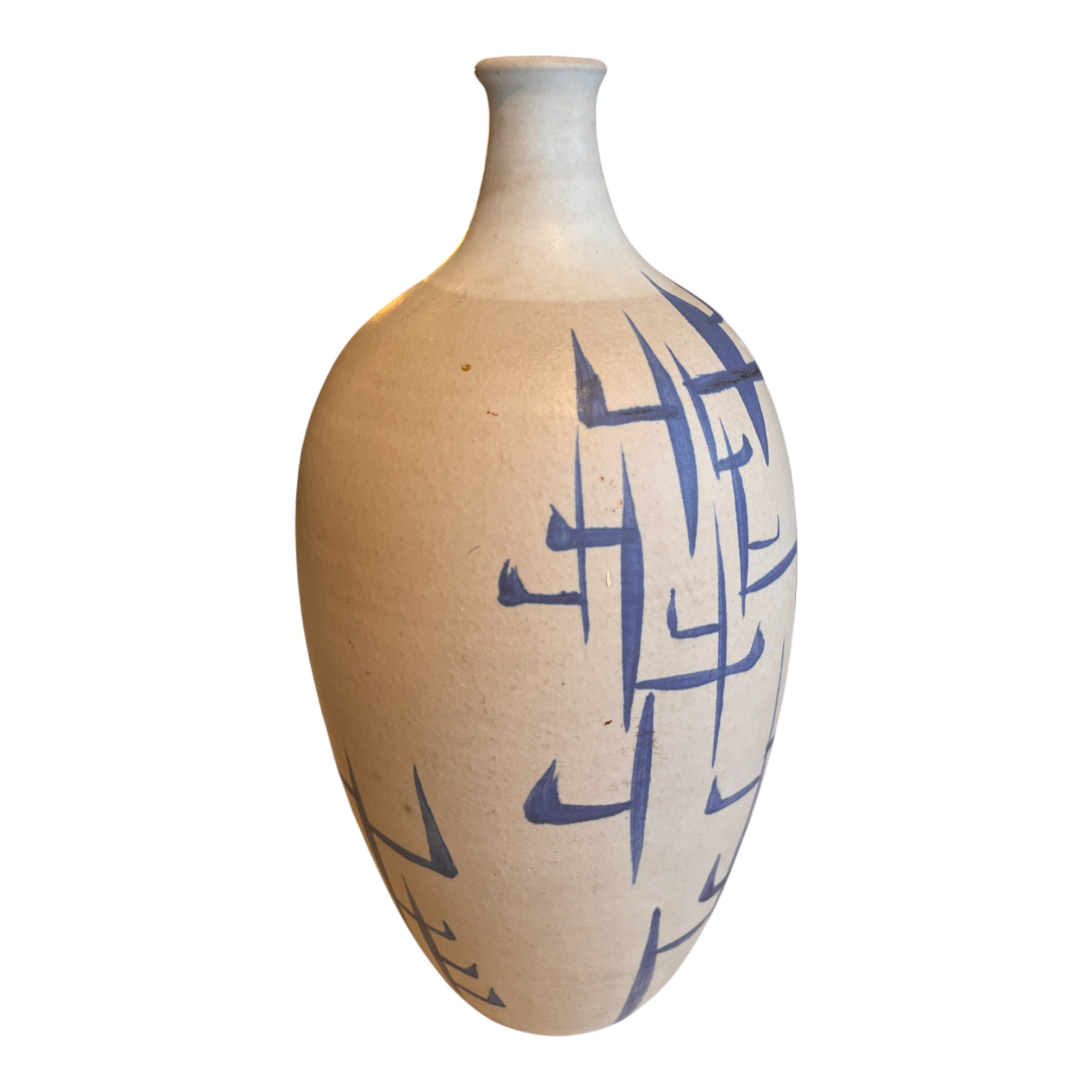 HAND-PAINTED BOTTLE VASE BY AHLSTROM POTTERY OF CALIFORNIA (1950s)