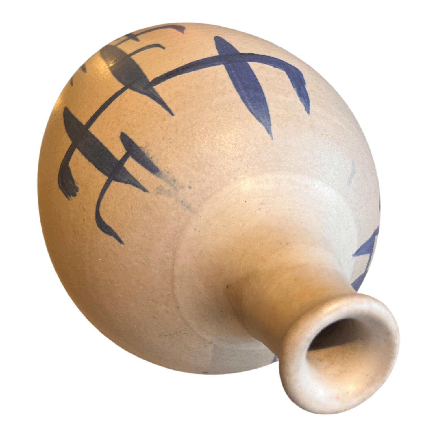 HAND-PAINTED BOTTLE VASE BY AHLSTROM POTTERY OF CALIFORNIA (1950s)