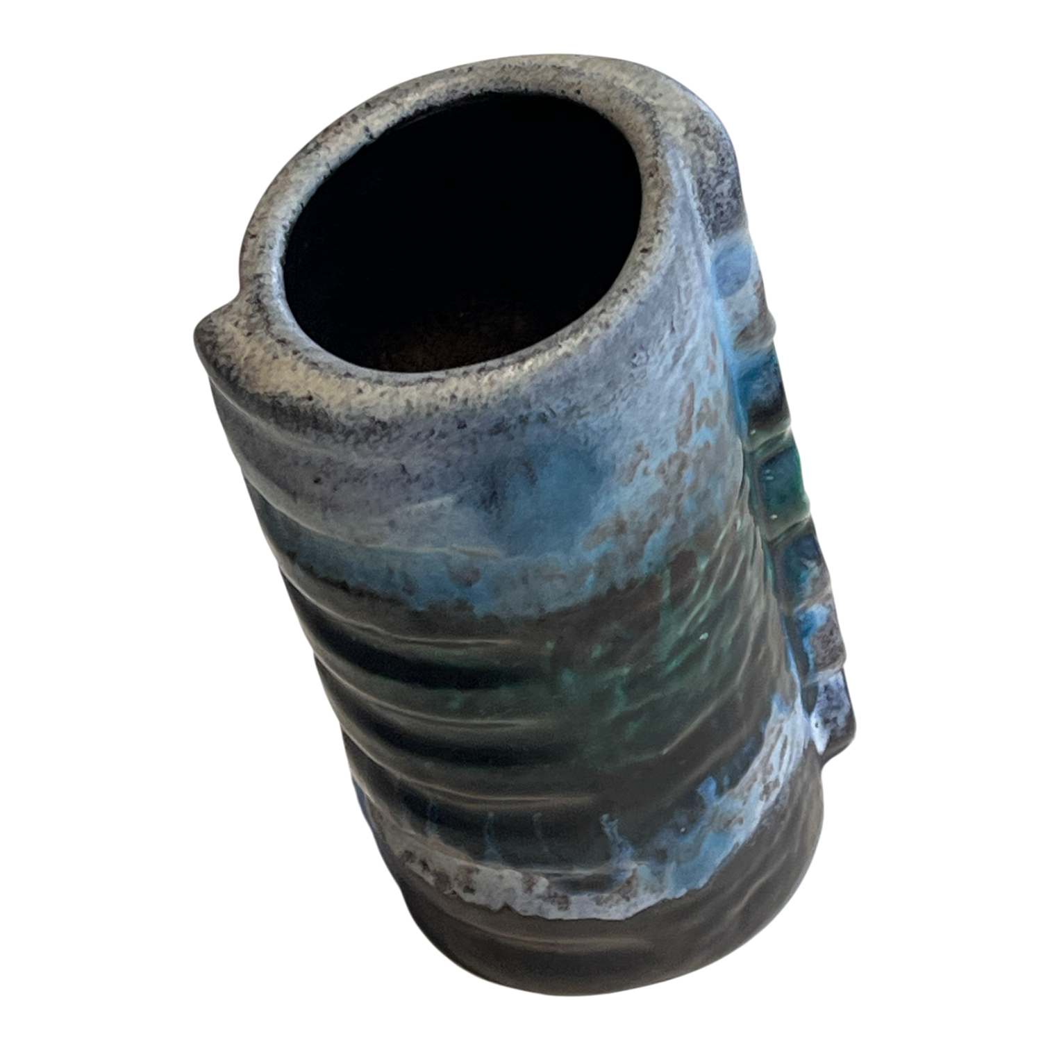 BLUE-GREEN DÜMLER & BREIDEN ‘POLAR’ DÉCOR RELIEF VASE Nr. 24/14