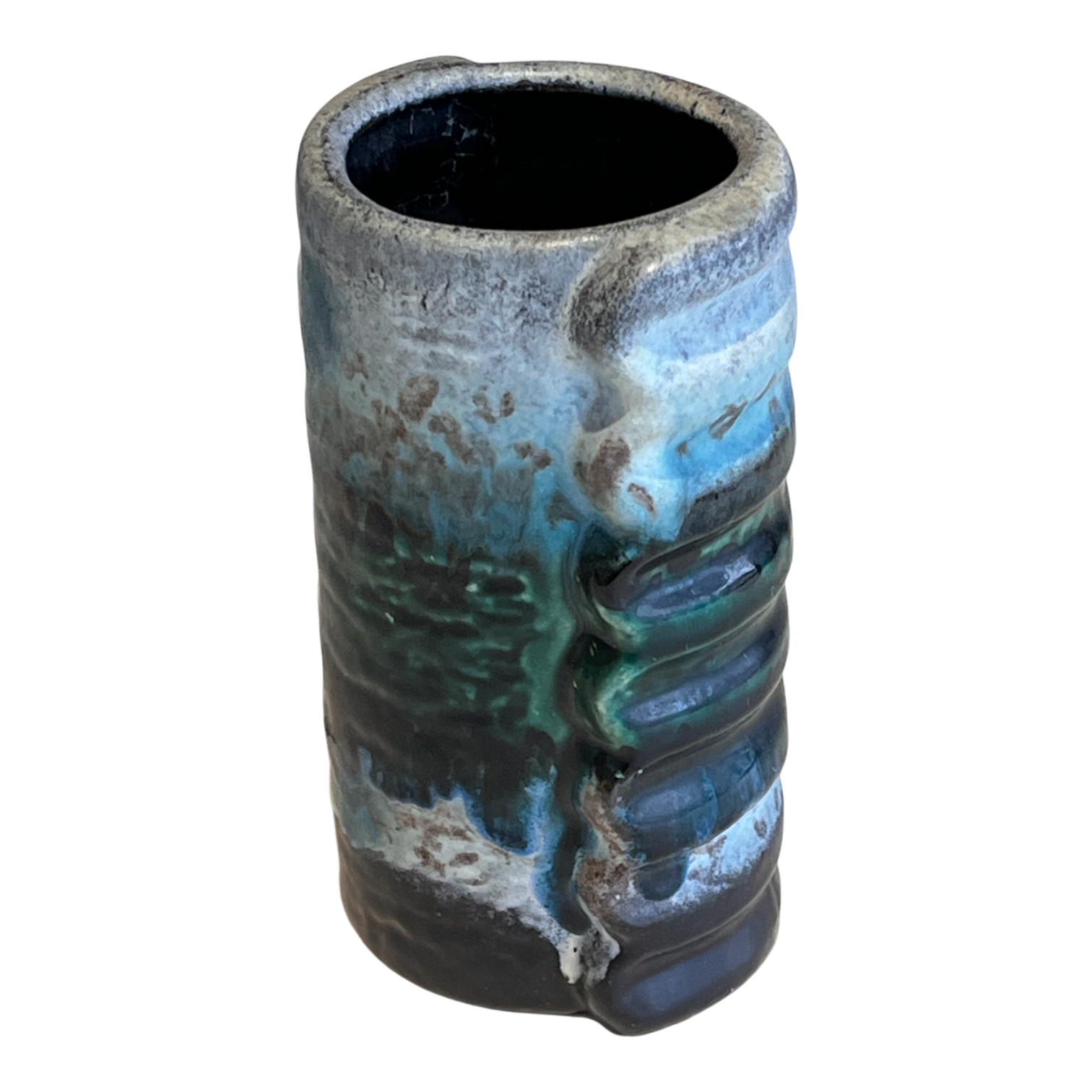 BLUE-GREEN DÜMLER & BREIDEN ‘POLAR’ DÉCOR RELIEF VASE Nr. 24/14