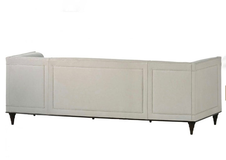 TUXEDO-ARM ‘WREN’ SOFA IN BEIGE LEATHER BY BILL SOFIELD FOR BAKER FURNITURE