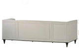 TUXEDO-ARM ‘WREN’ SOFA IN BEIGE LEATHER BY BILL SOFIELD FOR BAKER FURNITURE