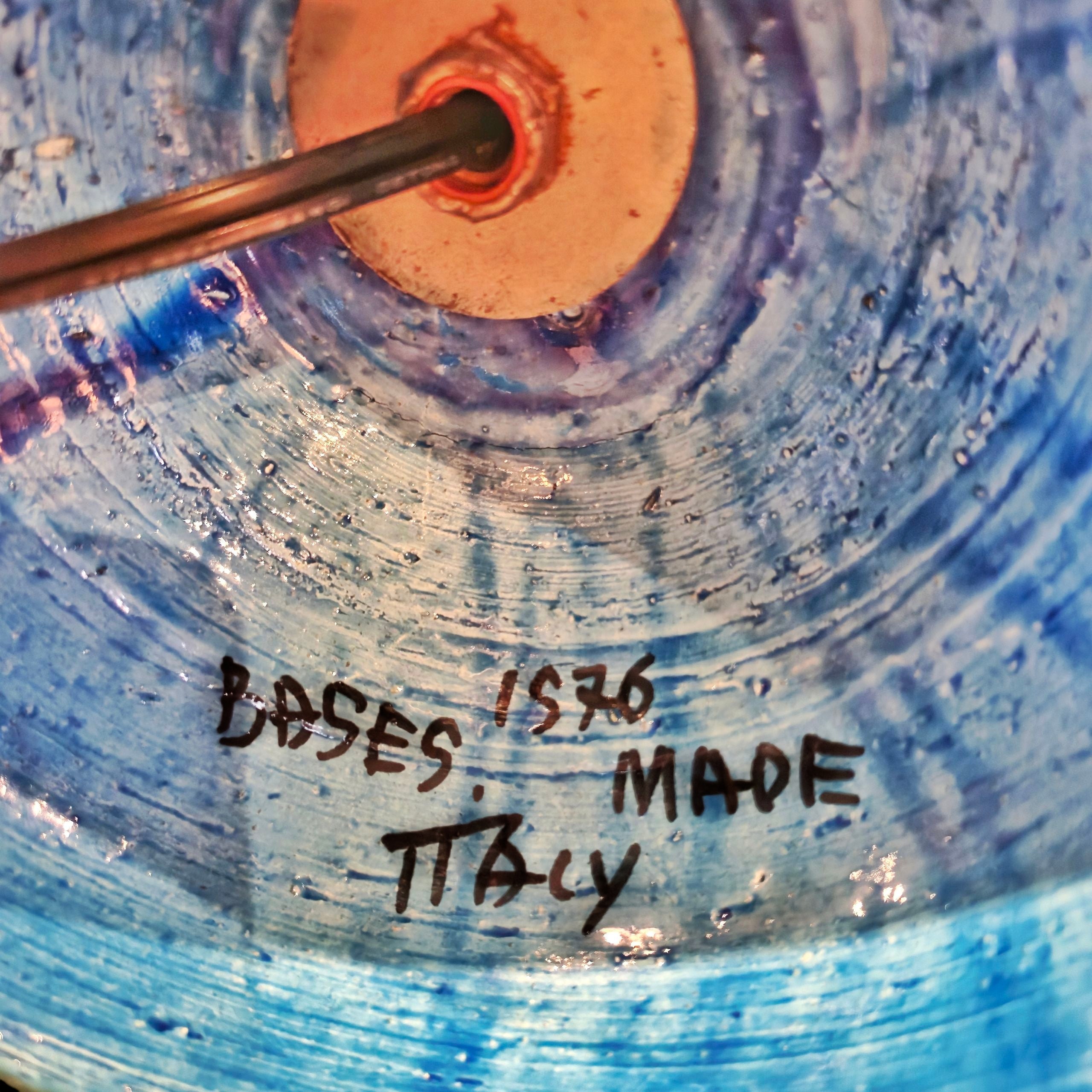 MONUMENTAL HAND-TURNED CERAMIC TABLE LAMP IN THE ‘ABSTRACT’ DÉCOR BY ALDO LONDI FOR BITOSSI CERAMICHE