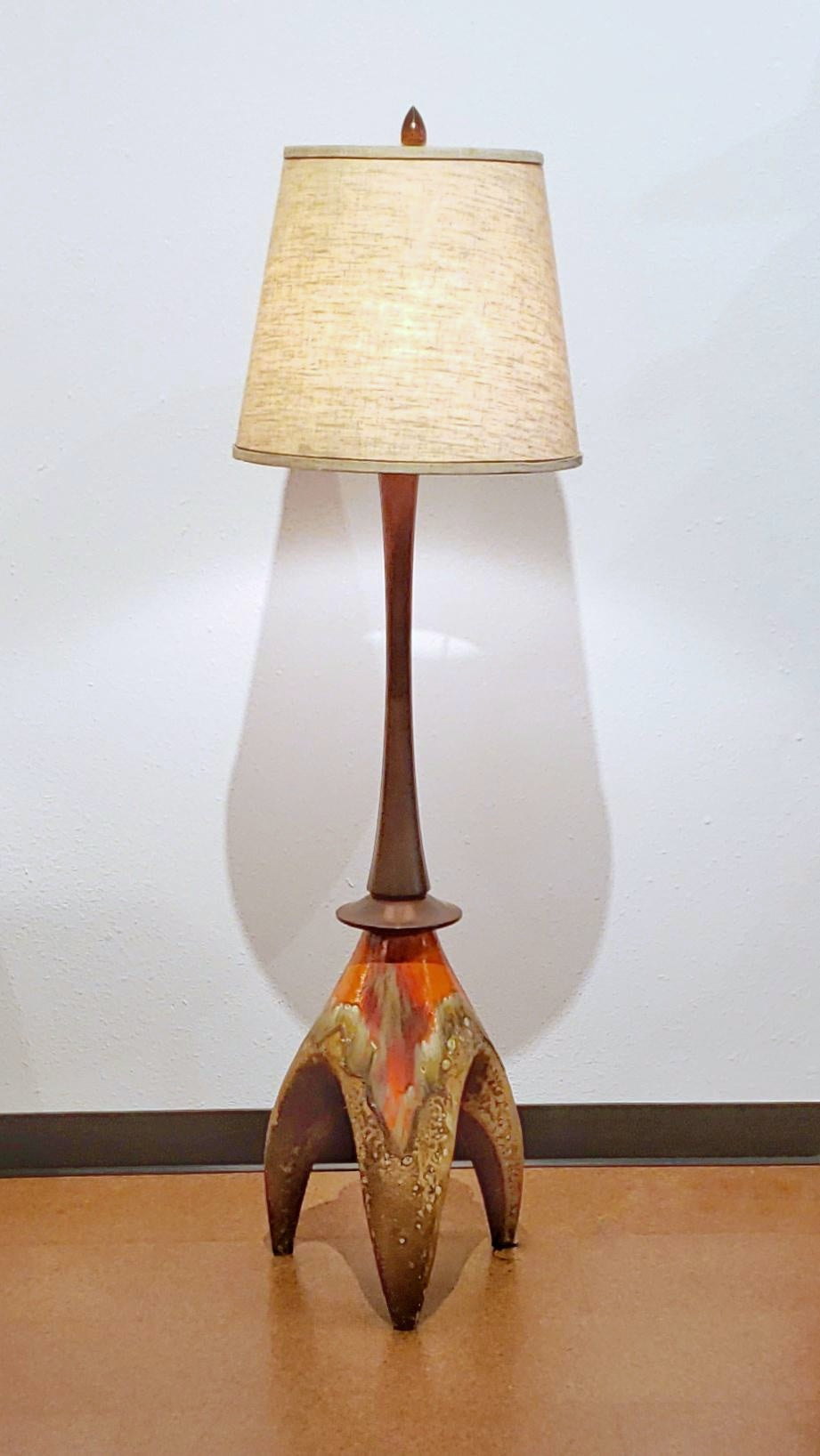 CERAMIC FLOOR LAMP IN THE STYLE OF MAURICE CHALVIGNAC