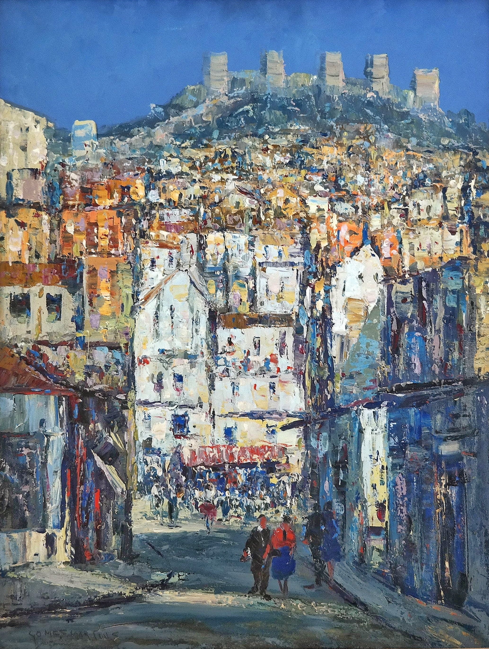 LARGO MARTIM MONIZ/CASTELO DE SÂO JORGE - OIL ON CANVAS BY GOMES MARTINS (1969)