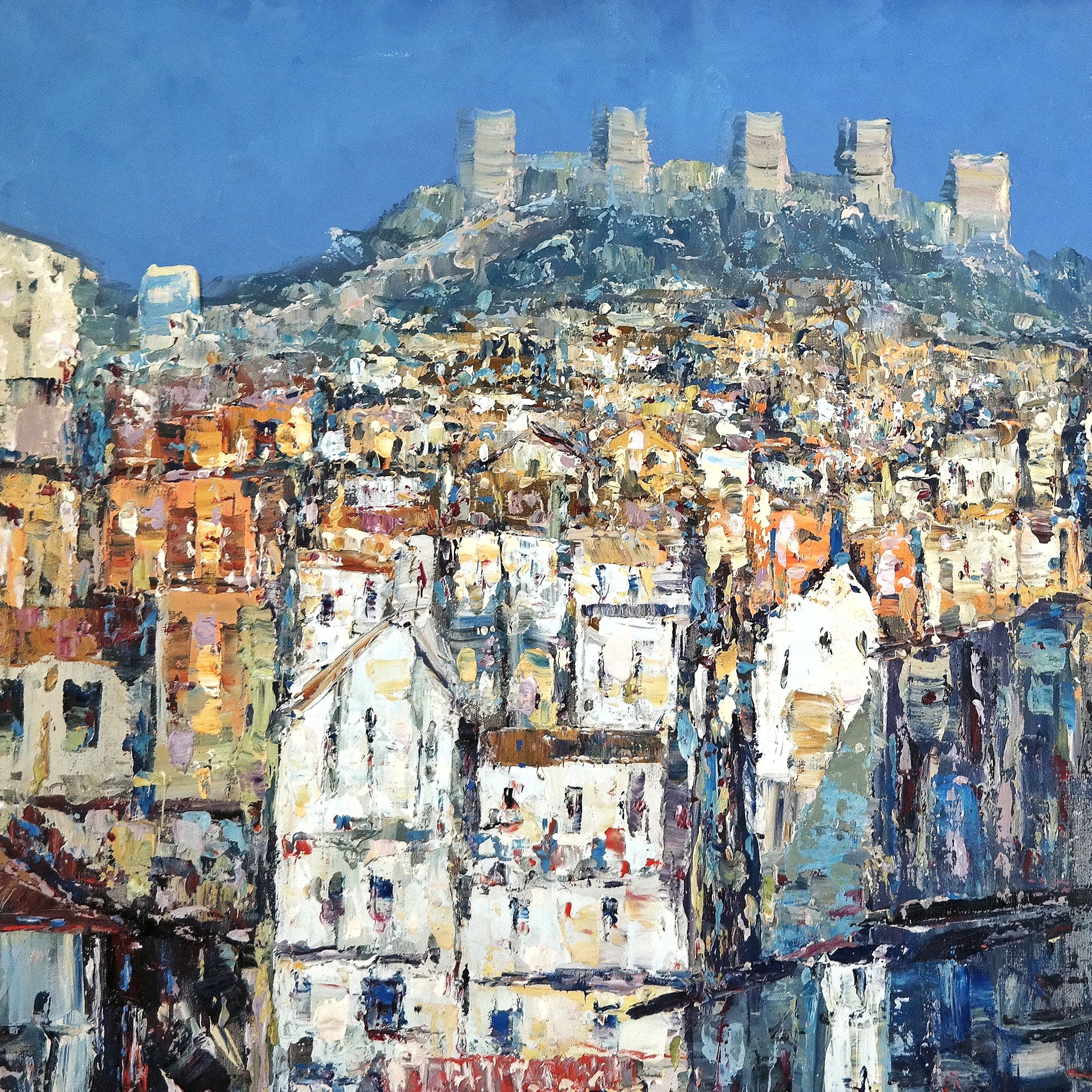 LARGO MARTIM MONIZ/CASTELO DE SÂO JORGE - OIL ON CANVAS BY GOMES MARTINS (1969)