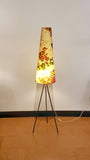 TRIPOD FLOOR LAMP WITH CONICAL FLORAL SHADE BY ARO-LEUCHTEN (GERMANY)