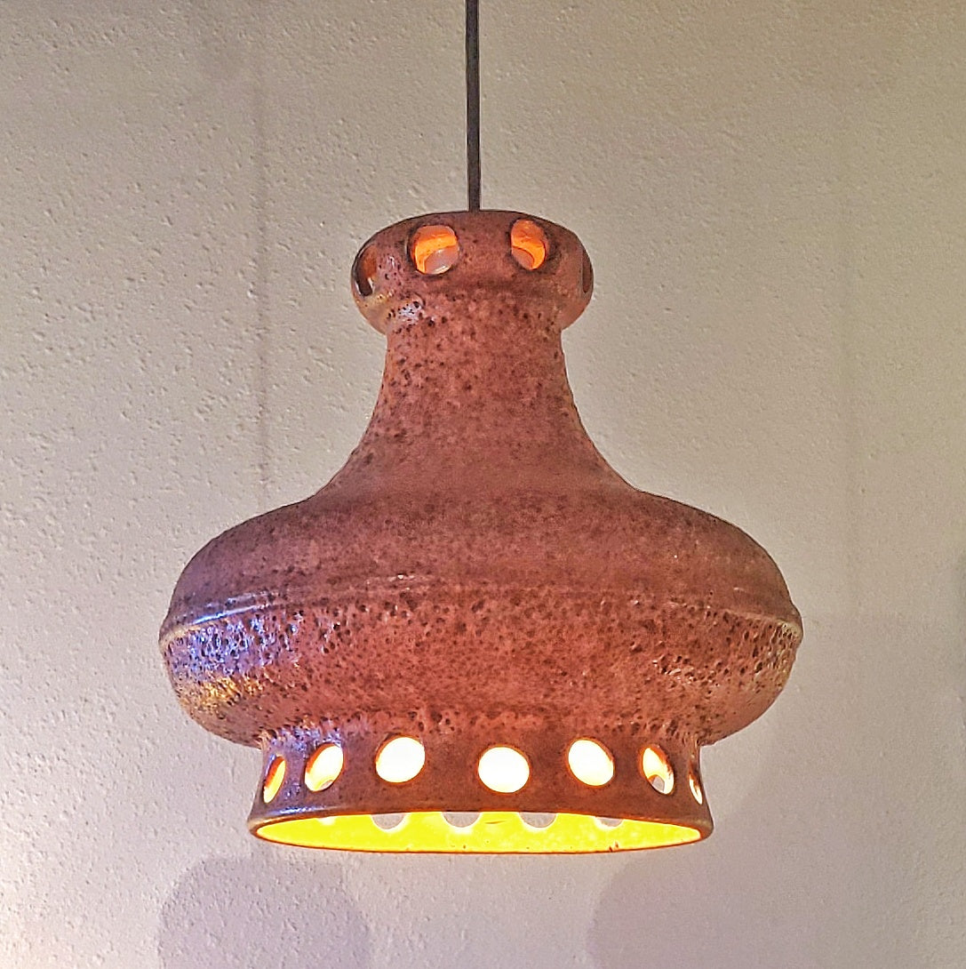 1960s ORANGE CERAMIC PENDANT LAMP (GERMAN)