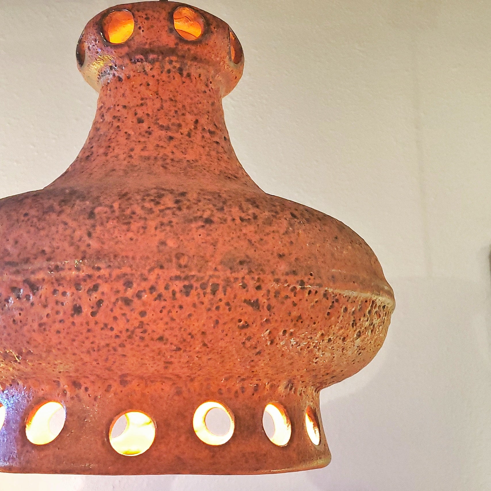 1960s ORANGE CERAMIC PENDANT LAMP (GERMAN)