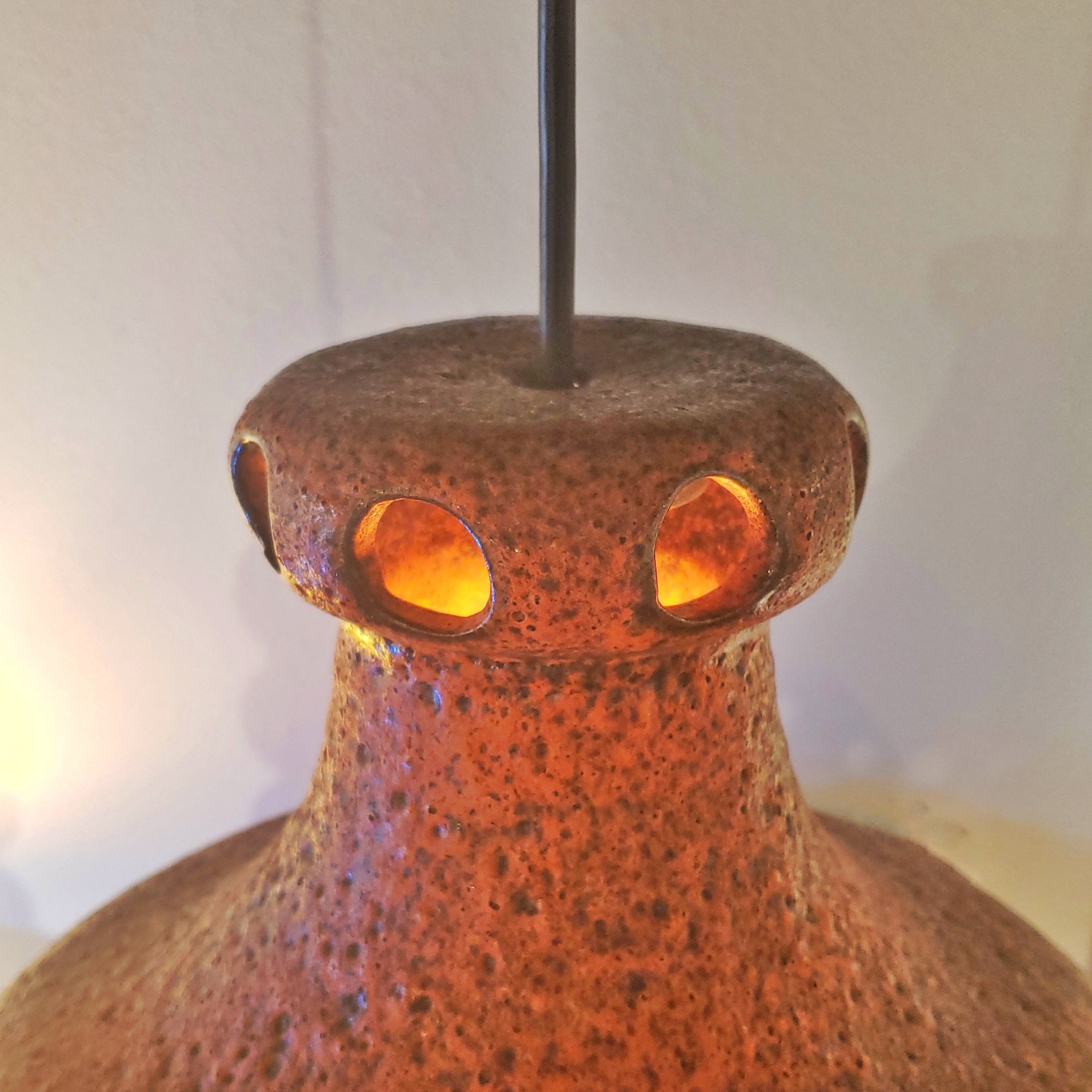 1960s ORANGE CERAMIC PENDANT LAMP (GERMAN)