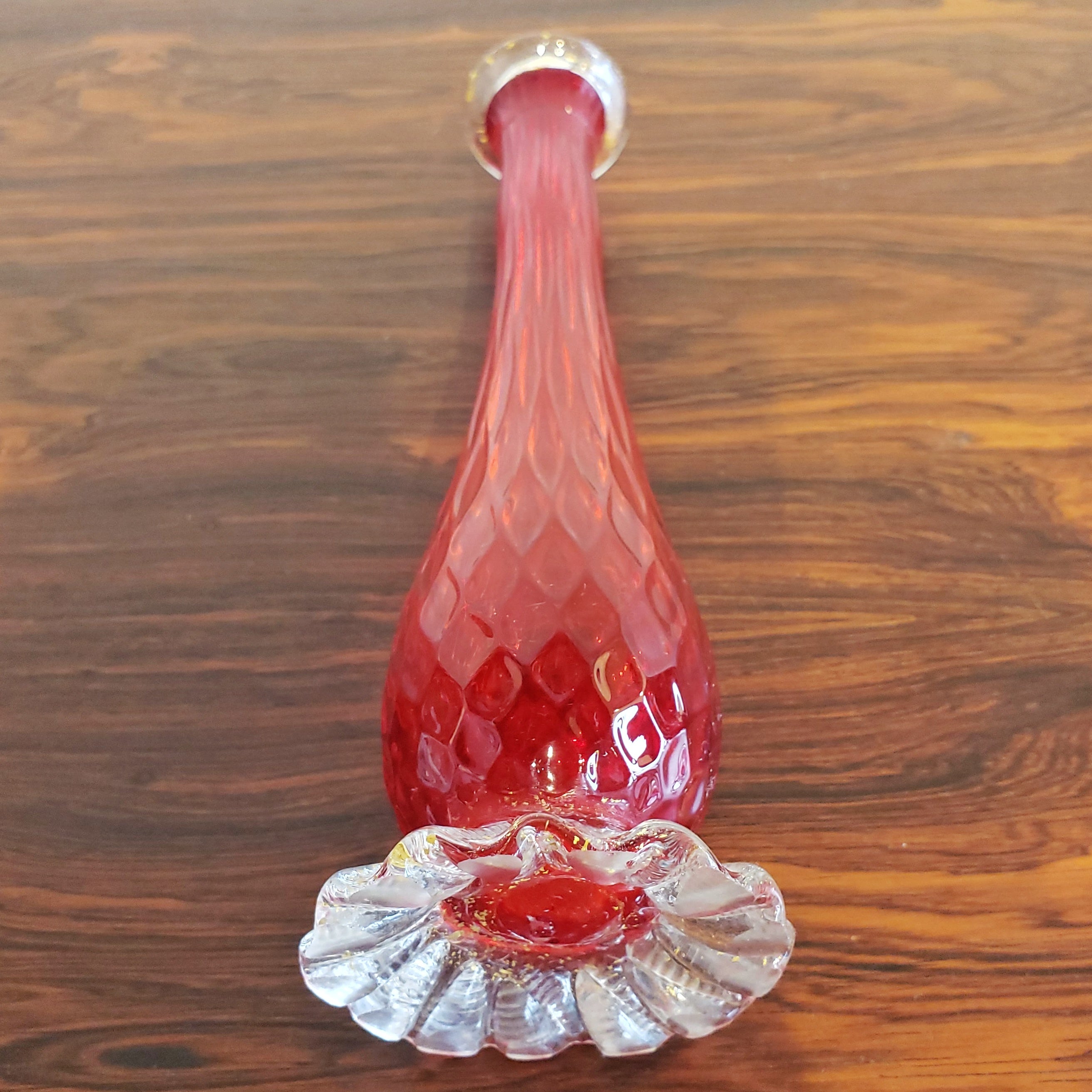 BAROVIER AND TOSO CARNELIAN RED MURANO GLASS VASE