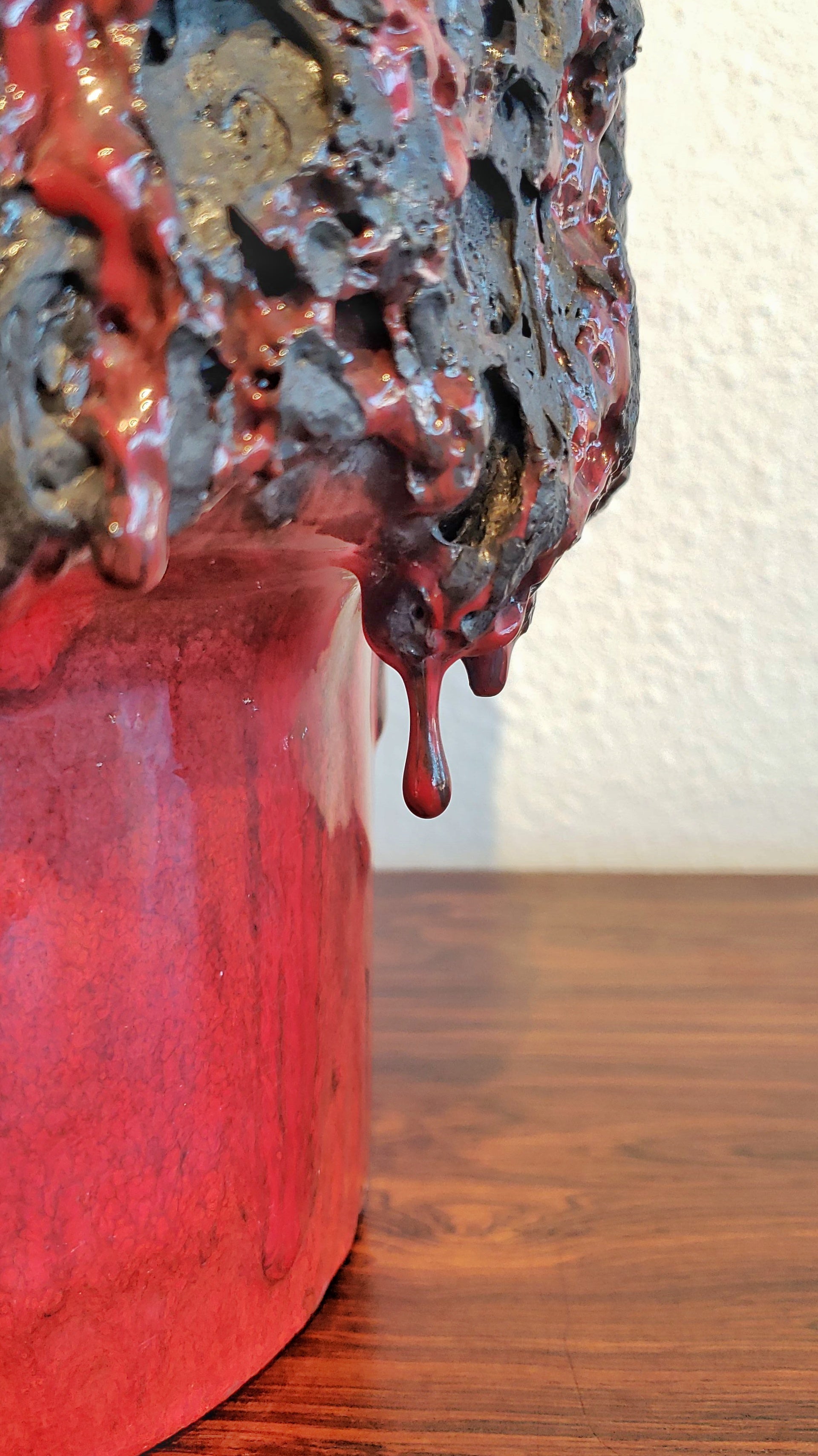 RED AND BLACK VOLCANIC OTTO KERAMIK FLOOR VASE