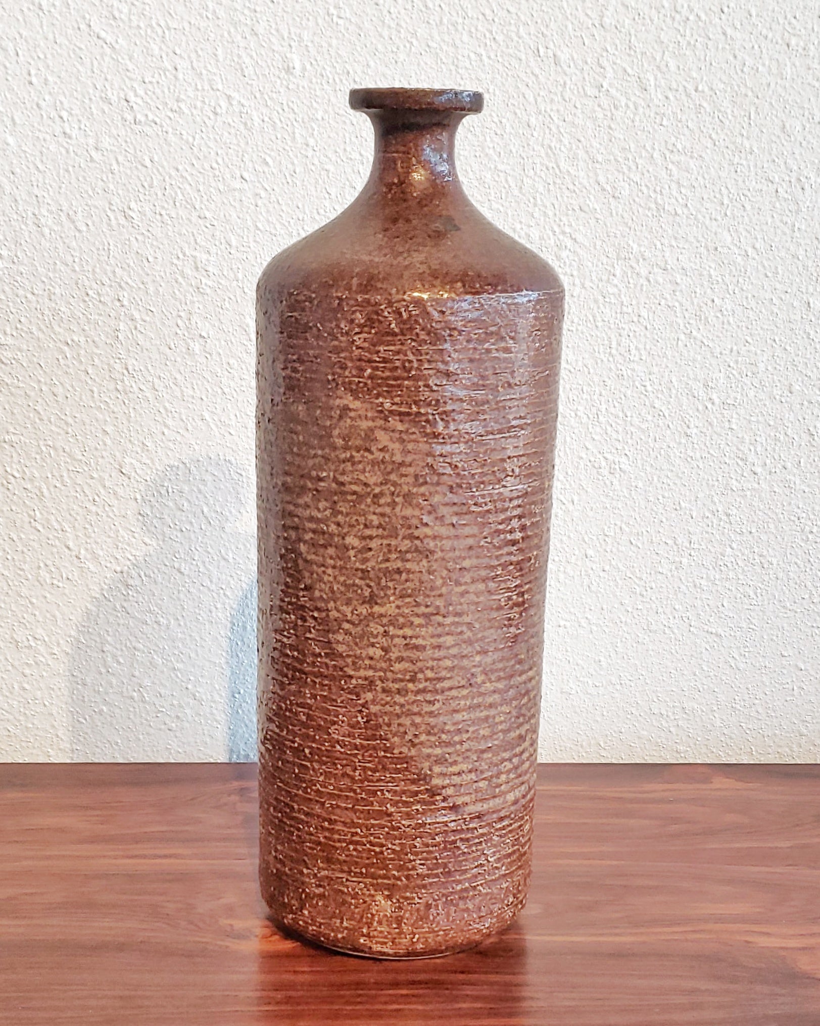 LARGE TEXTURAL STUDIO POTTERY BOTTLE VASE