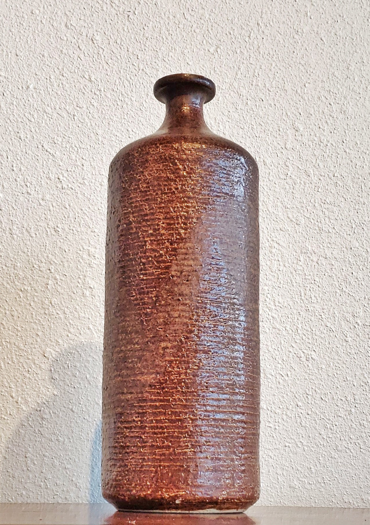 LARGE TEXTURAL STUDIO POTTERY BOTTLE VASE