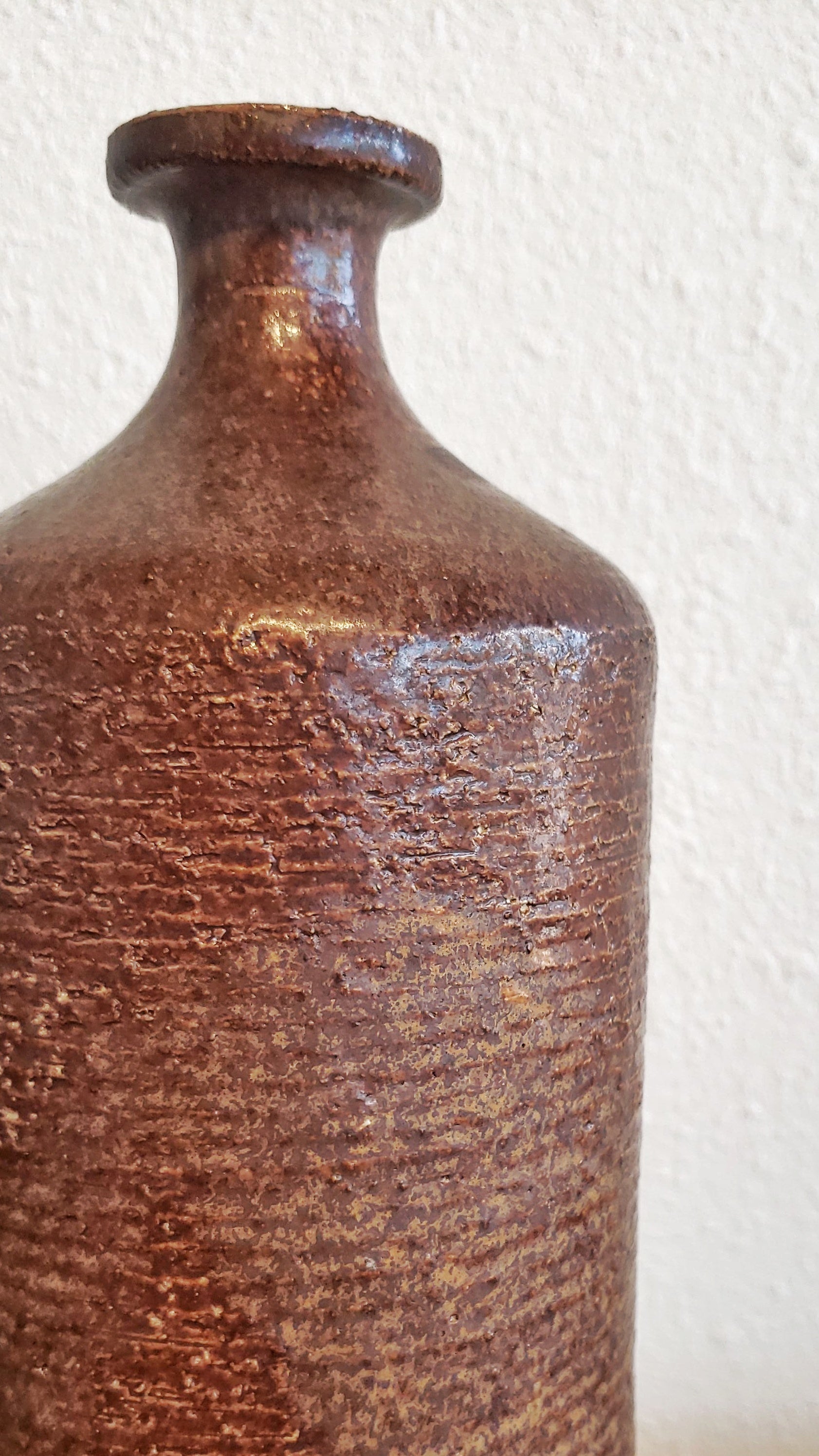 LARGE TEXTURAL STUDIO POTTERY BOTTLE VASE