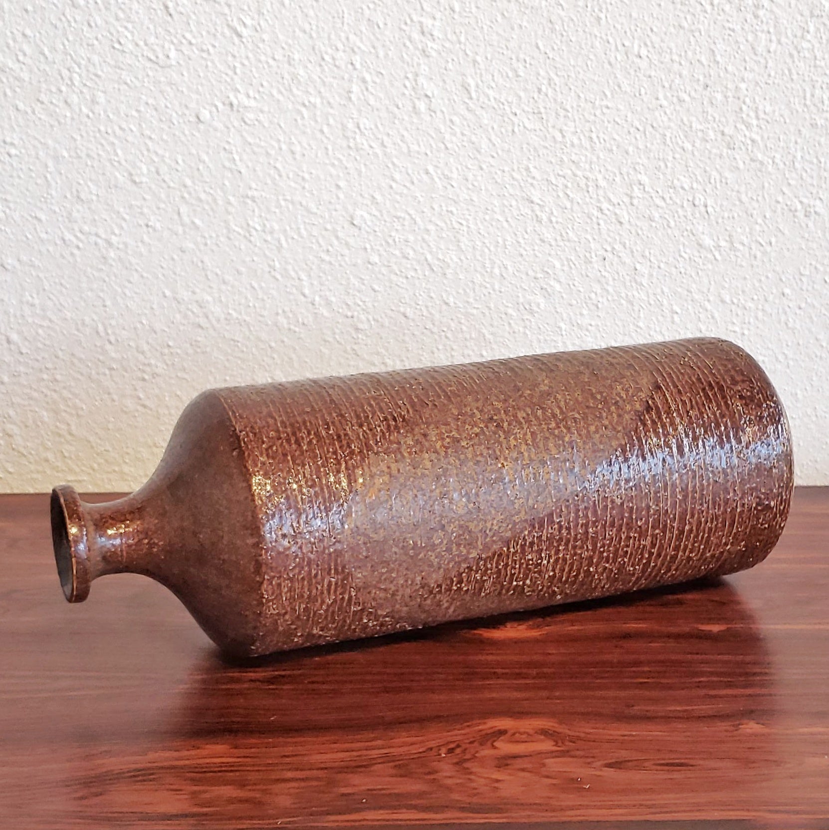 LARGE TEXTURAL STUDIO POTTERY BOTTLE VASE