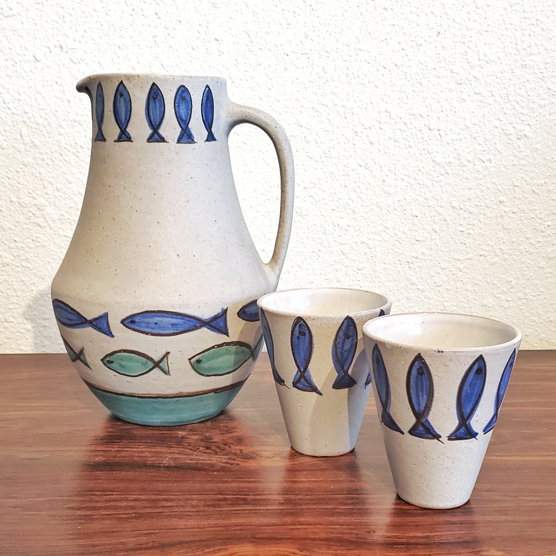 KRÖSSELBACH FAYENCE ‘FISCH’ DÉCOR DRINK SET