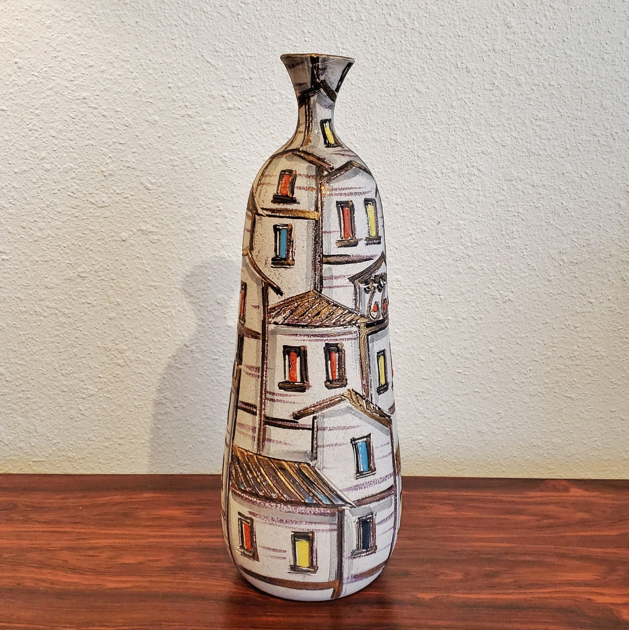 FRATELLI FANCIULLACCI 'ROOF TOPS' DECOR BOTTLE VASE (ITALY) (A)