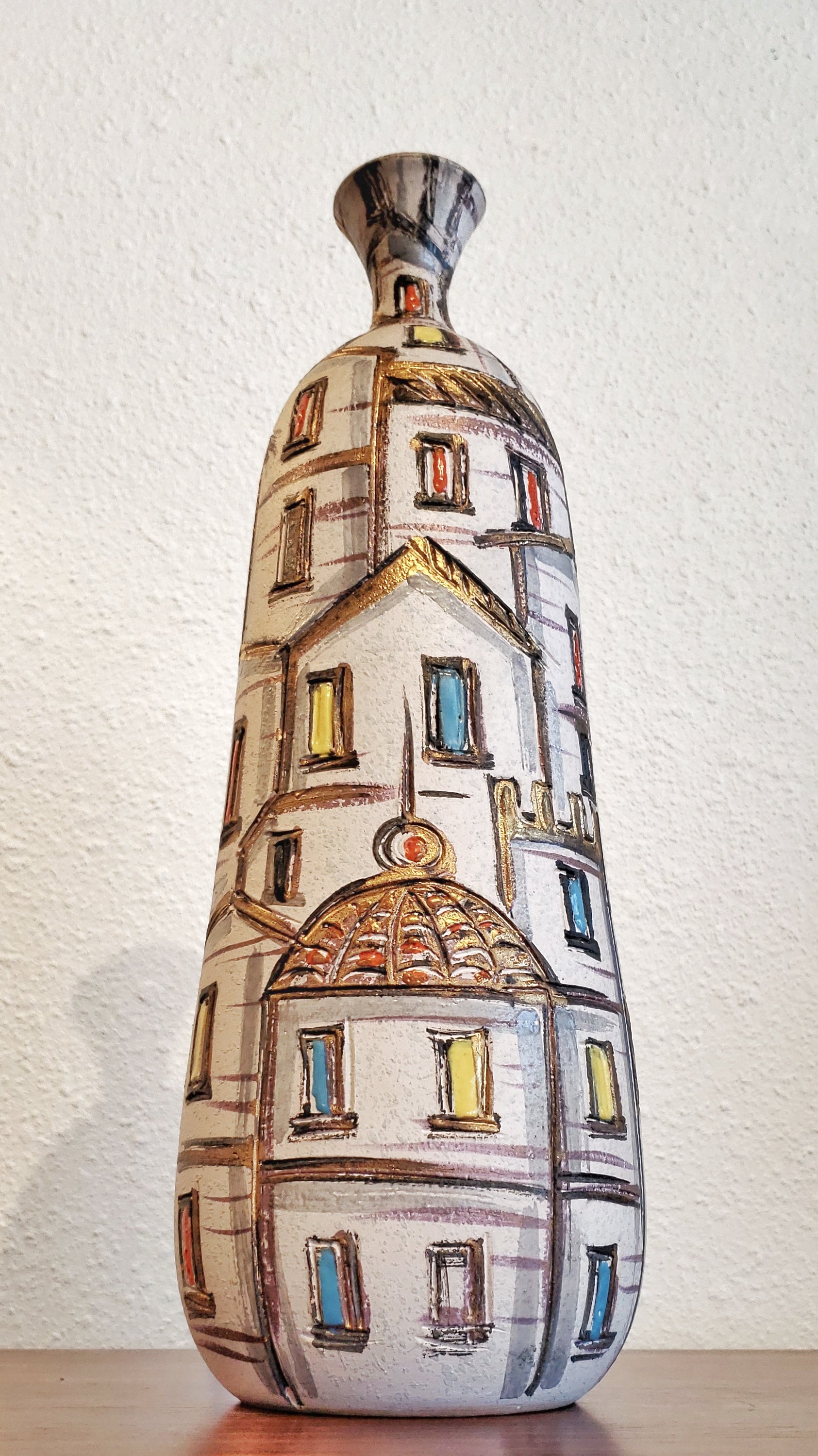 FRATELLI FANCIULLACCI 'ROOF TOPS' DECOR BOTTLE VASE (ITALY) (A)